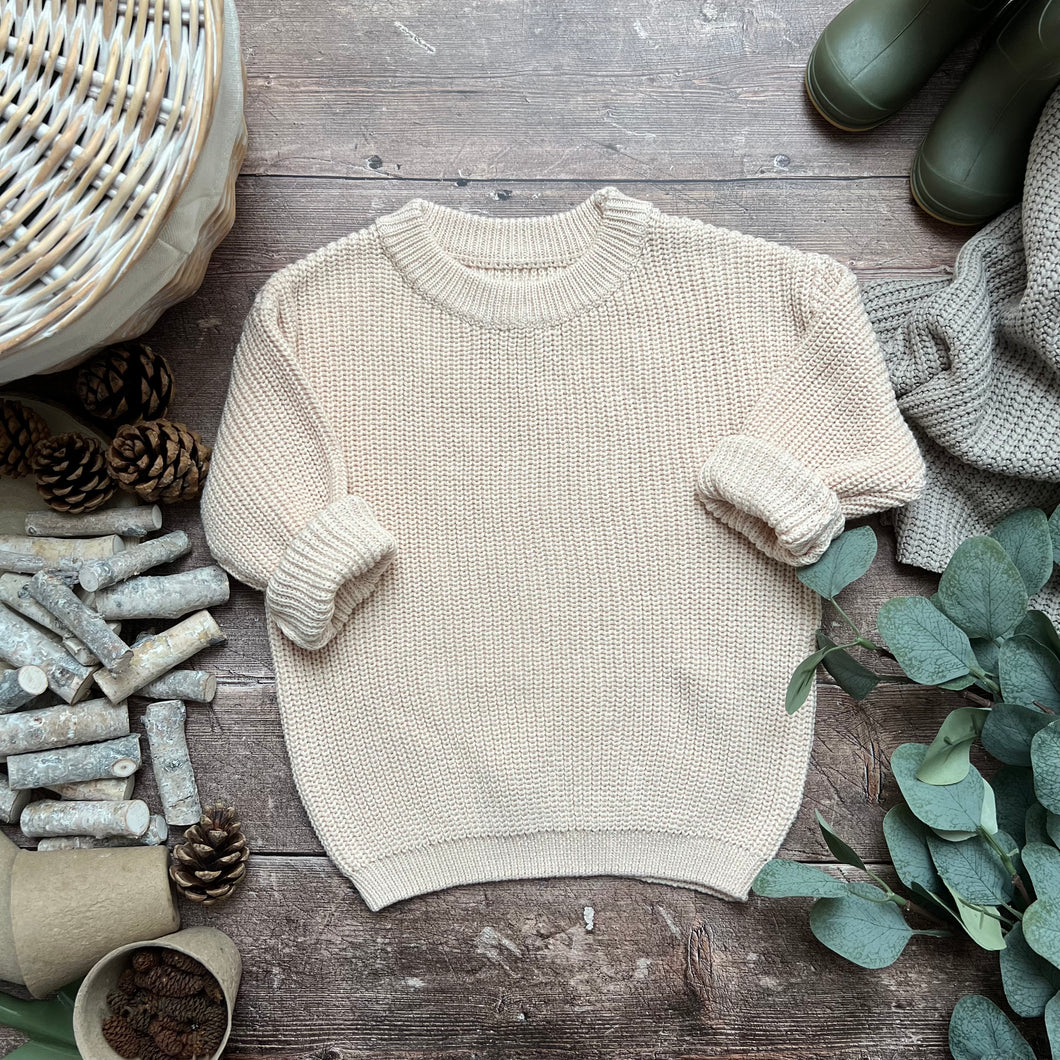 Chunky Knit Oversized Sweater - Natural