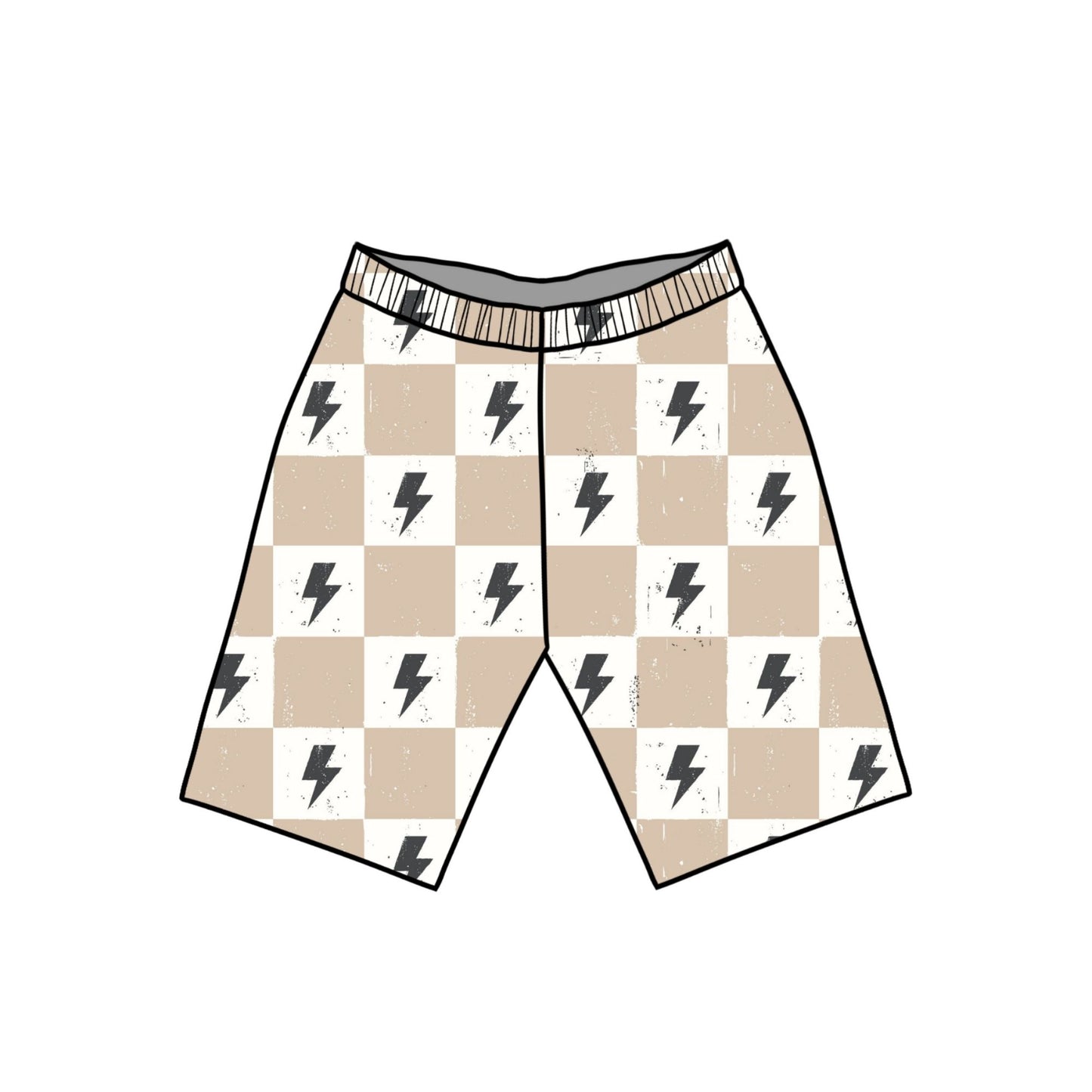 Lightning Chequers Child & Baby Shorts - Rolled or Hemmed