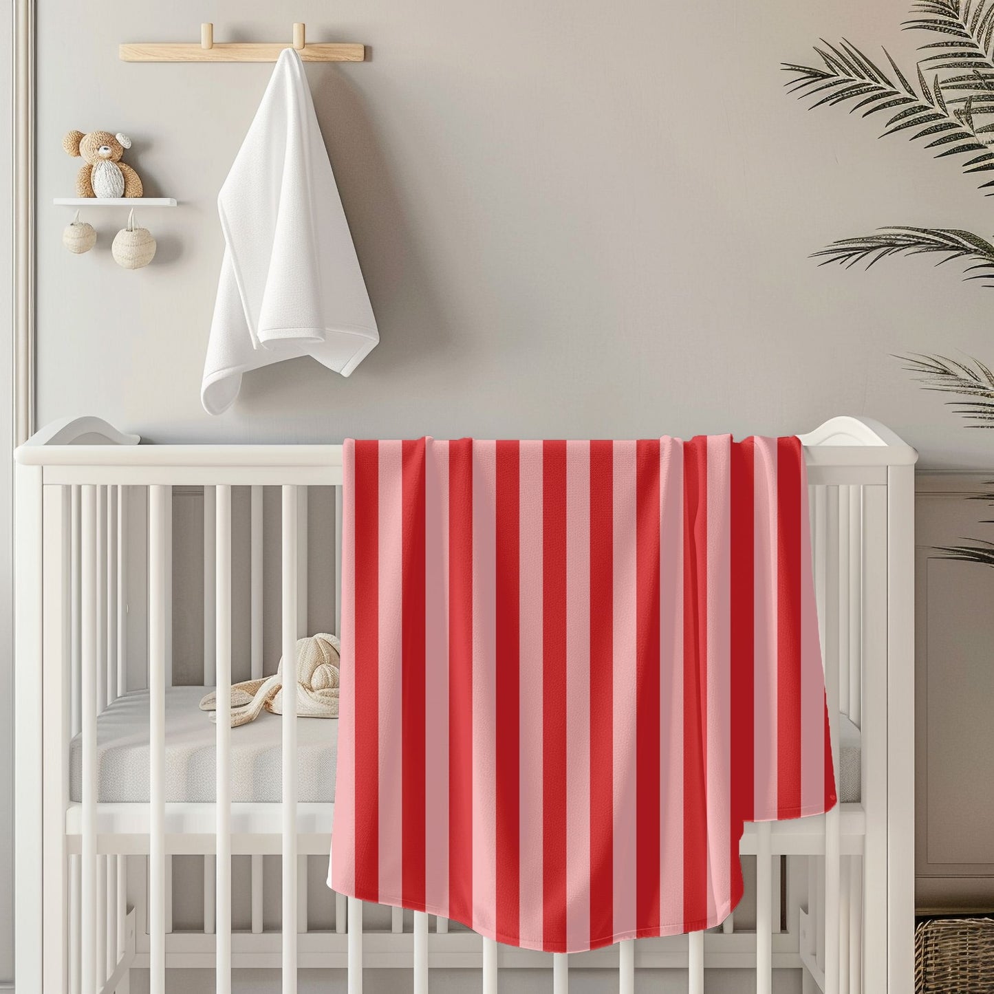Pink & Red Stripes Toddler & Child Sherpa Blanket