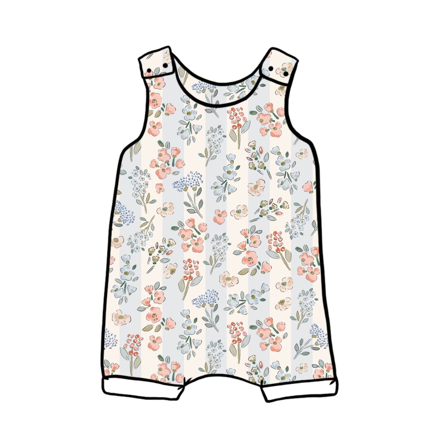 Floral Stripes Child & Baby Short Romper