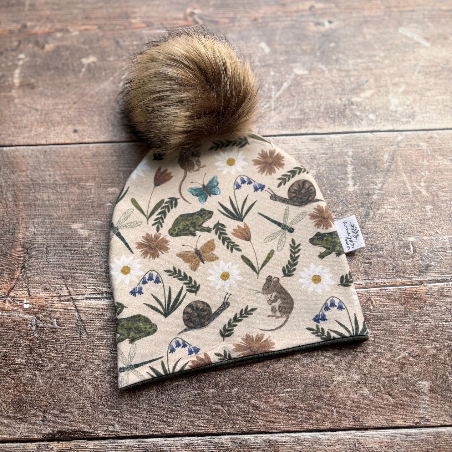 Busy Meadow Toddler & Child Bobble Hat 4+ (Army inside)