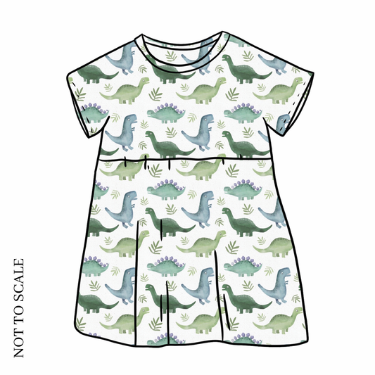 Blue Dinos Short Sleeve Dress