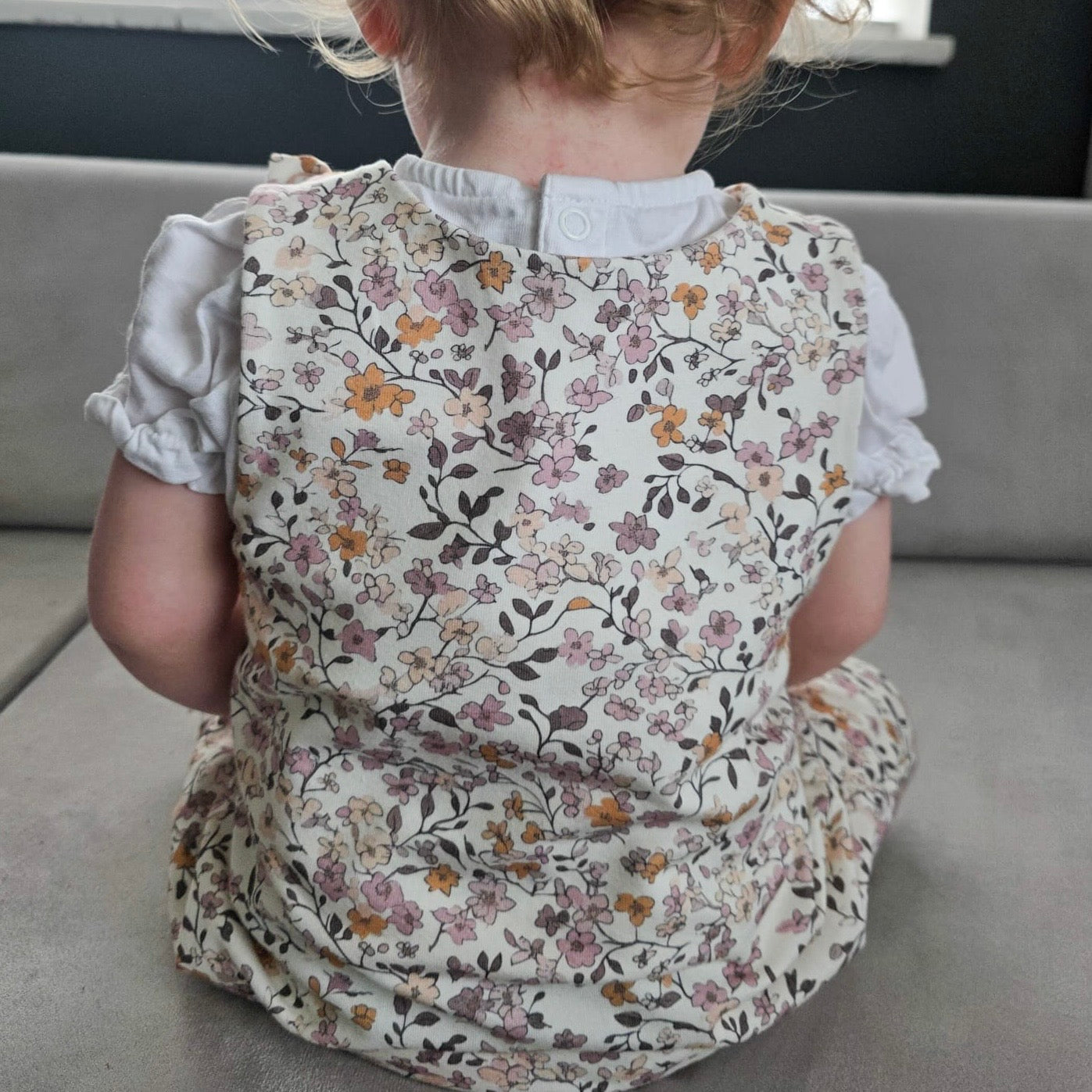 Lilac & Caramel Ditsy Floral Child & Baby Full Length Romper