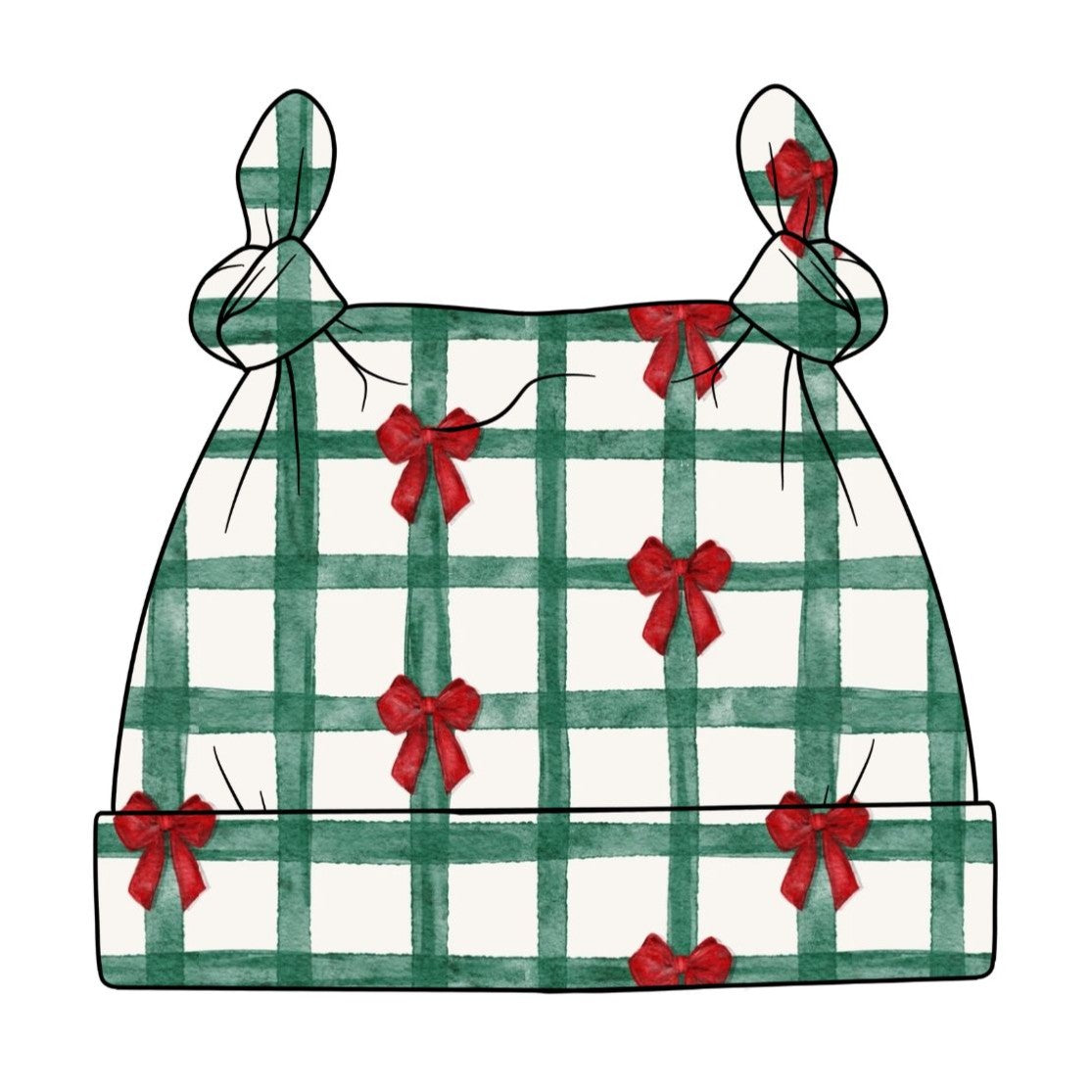Christmas Gingham Baby Knotted Hat
