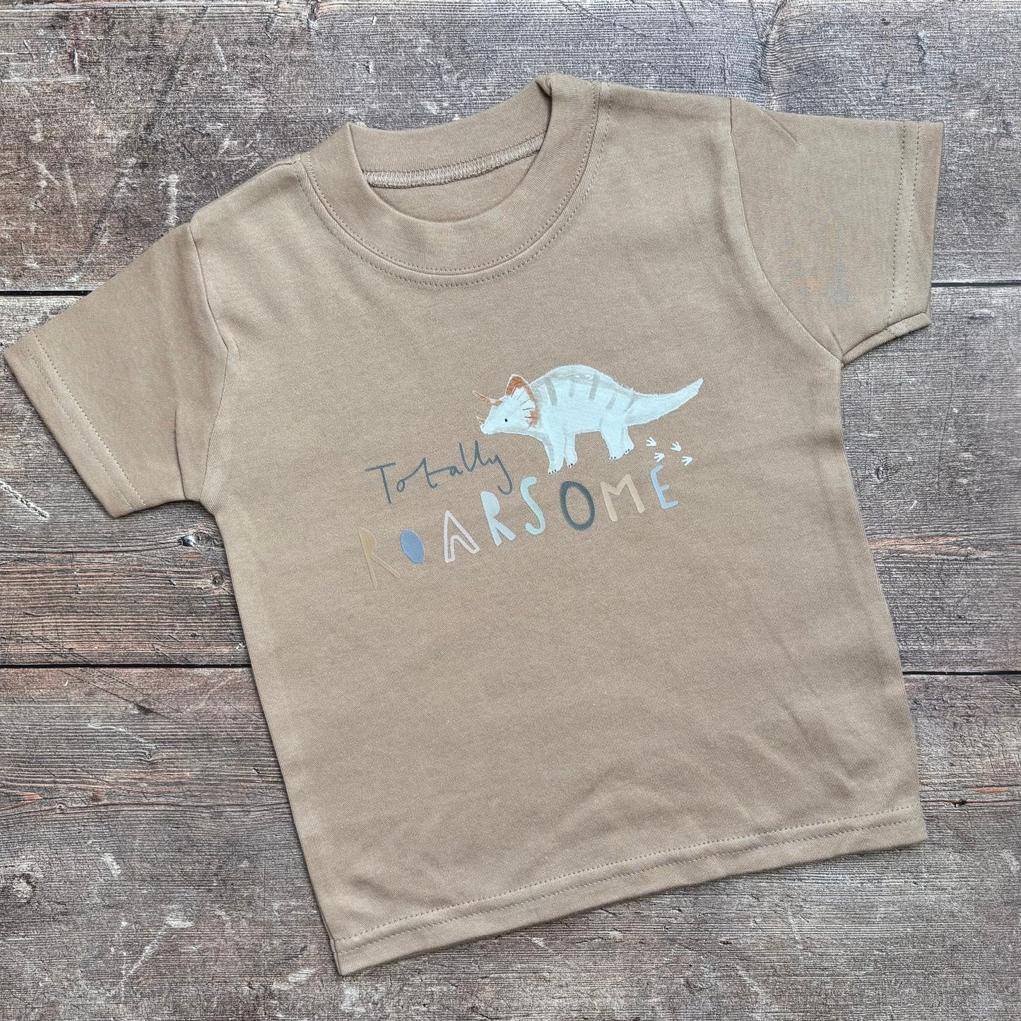 Totally roarsome short sleeve T-shirt 6-12m (Taupe)