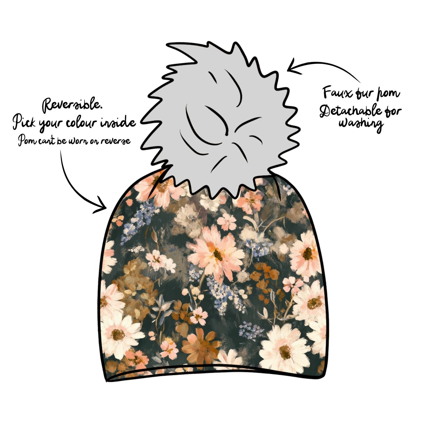 Fall Floral Toddler & Child Bobble Hat