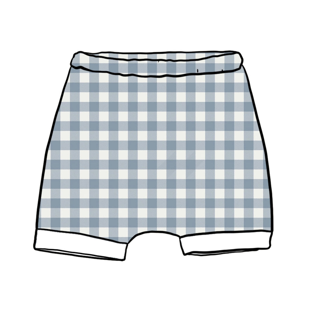 Denim Gingham Rolled Shorts