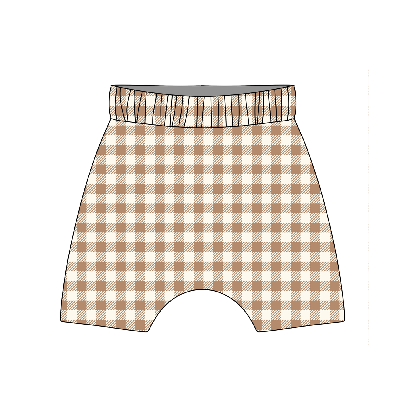 Mocha Gingham Child & Baby Shorts - Rolled or Hemmed