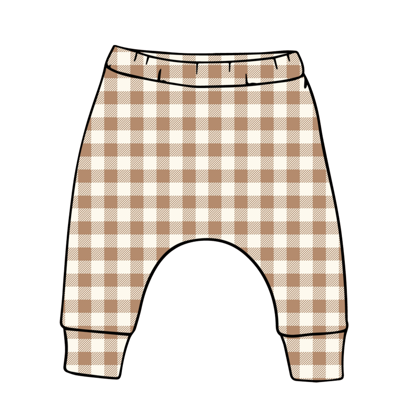 Mocha Gingham Harems 9-12m