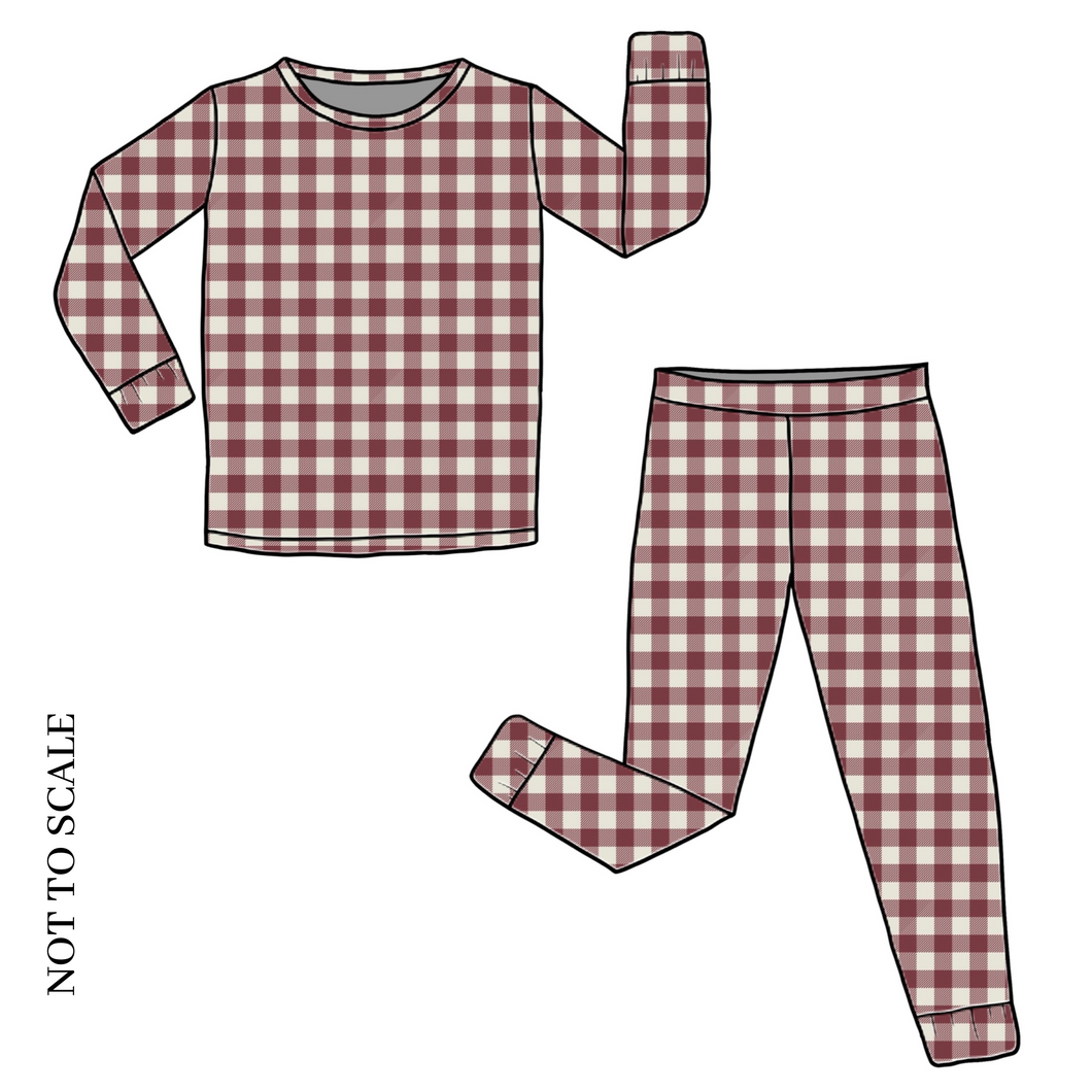 Berry Gingham Long Lounge Set