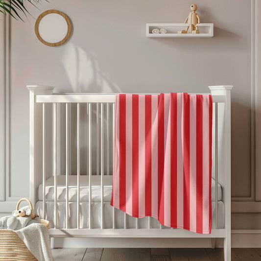 Pink & Red Stripes Toddler & Child Sherpa Blanket