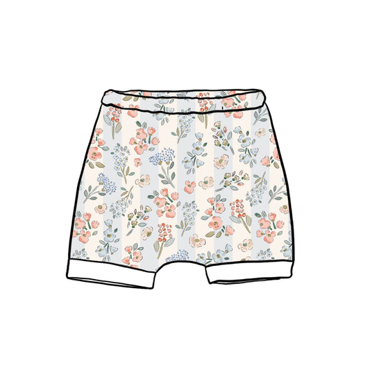 Floral Stripes Child & Baby Shorts - Rolled or Hemmed