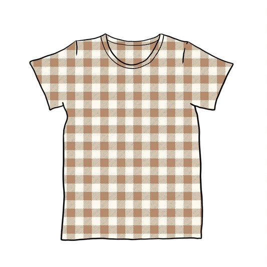 Mocha Gingham Child & Baby T-Shirt - Short or Long Sleeve