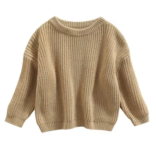 Chunky Knit Oversized Sweater - LIGHT Khaki 0-3m