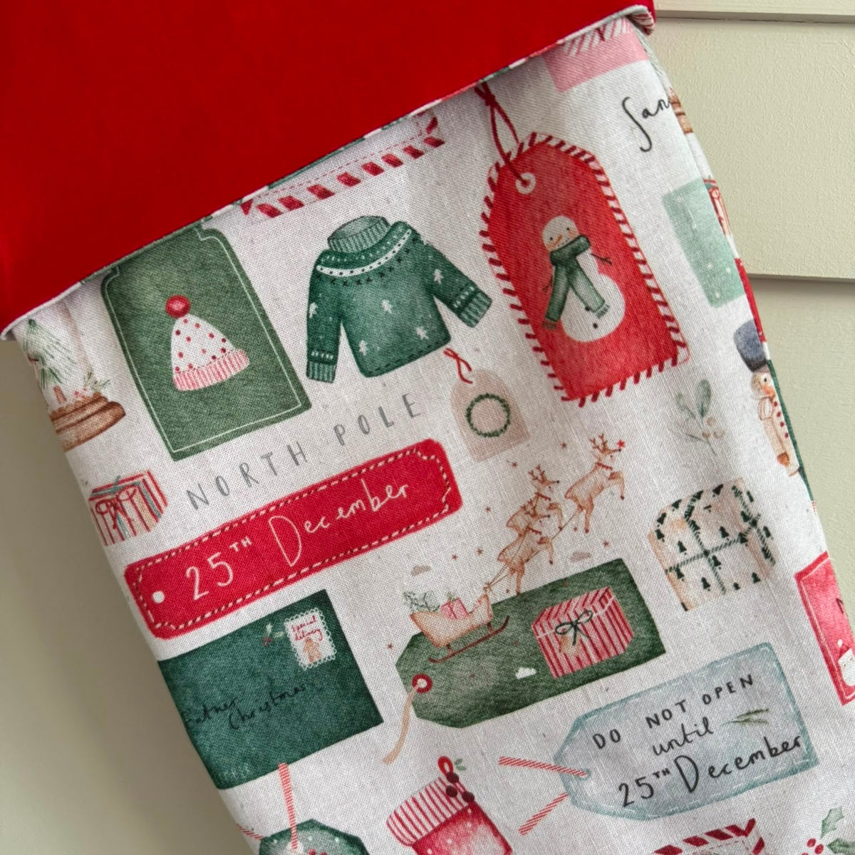 North Pole Greetings Stocking - personalisation available