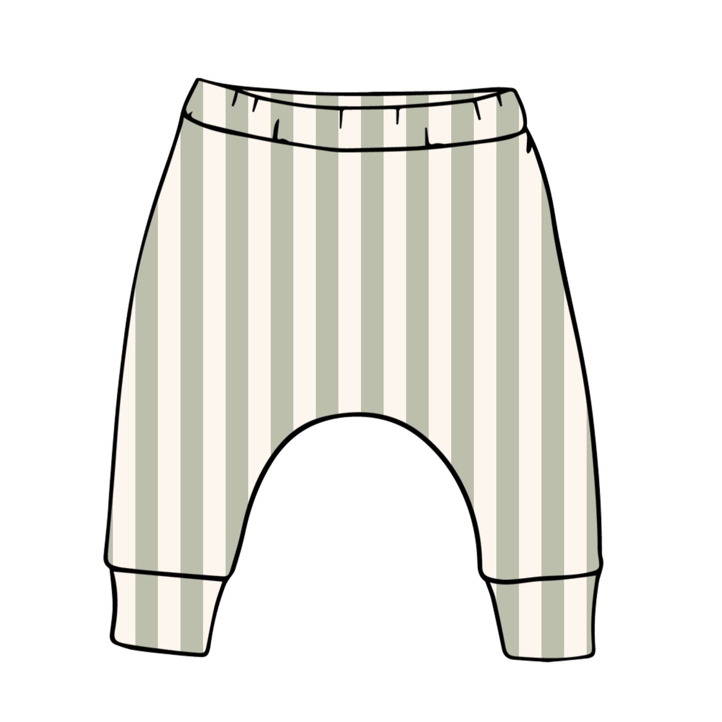 Sage Stripe Harems 0-3m
