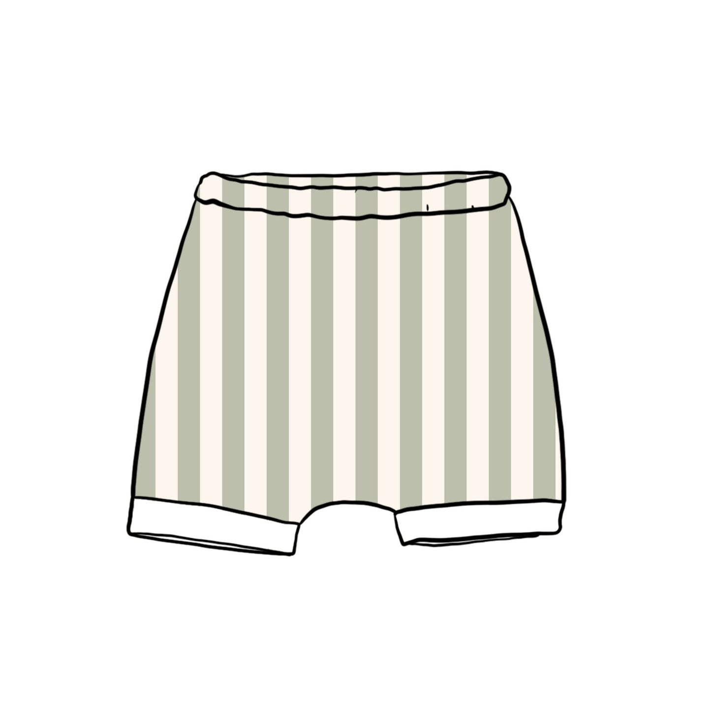 Sage Stripes Child & Baby Shorts - Rolled or Hemmed