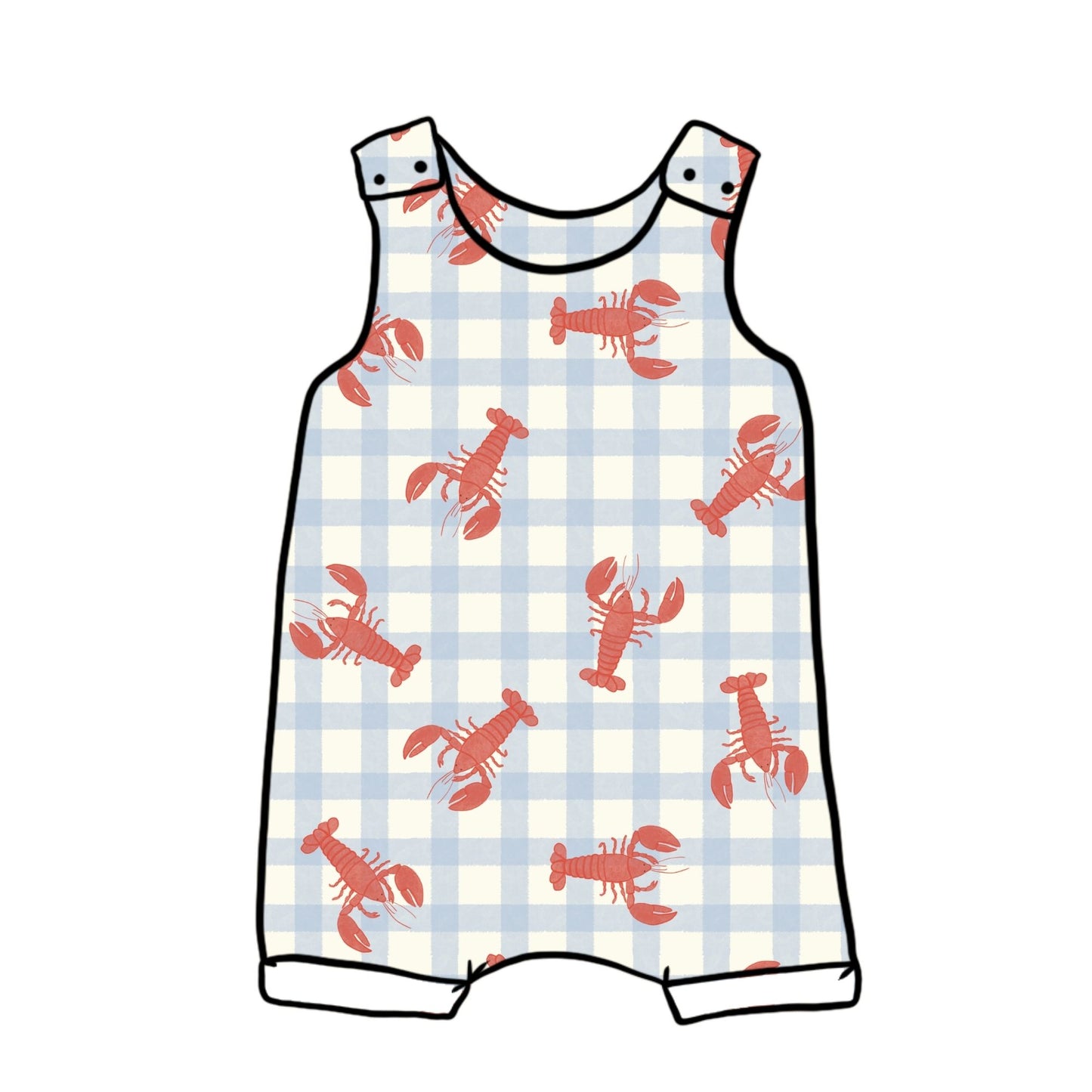 Gingham Lobster Child & Baby Short Romper