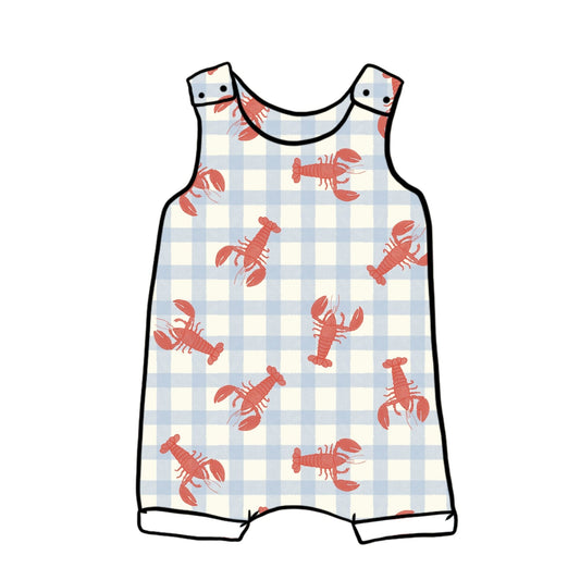 Gingham Lobster Child & Baby Short Romper