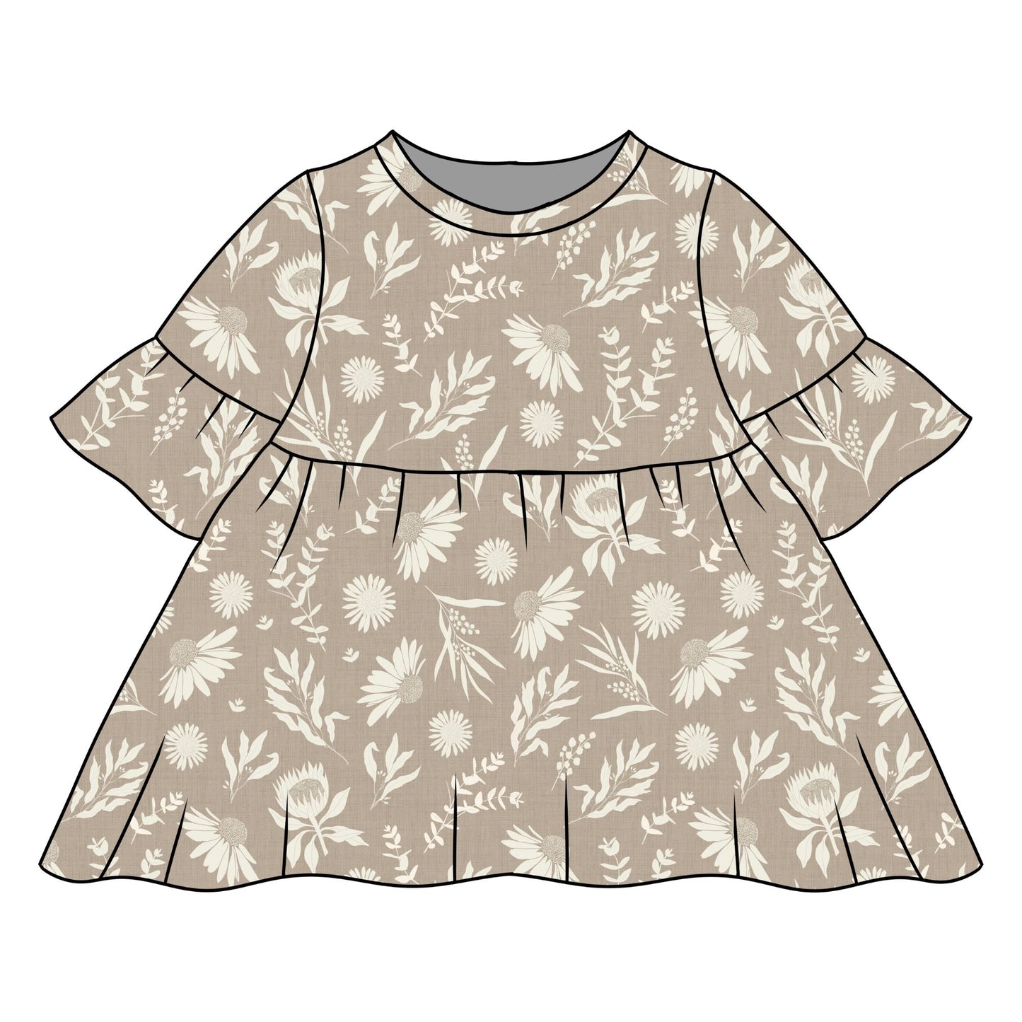 Linen Meadow Child & Baby Sleeved Dress - 3 options