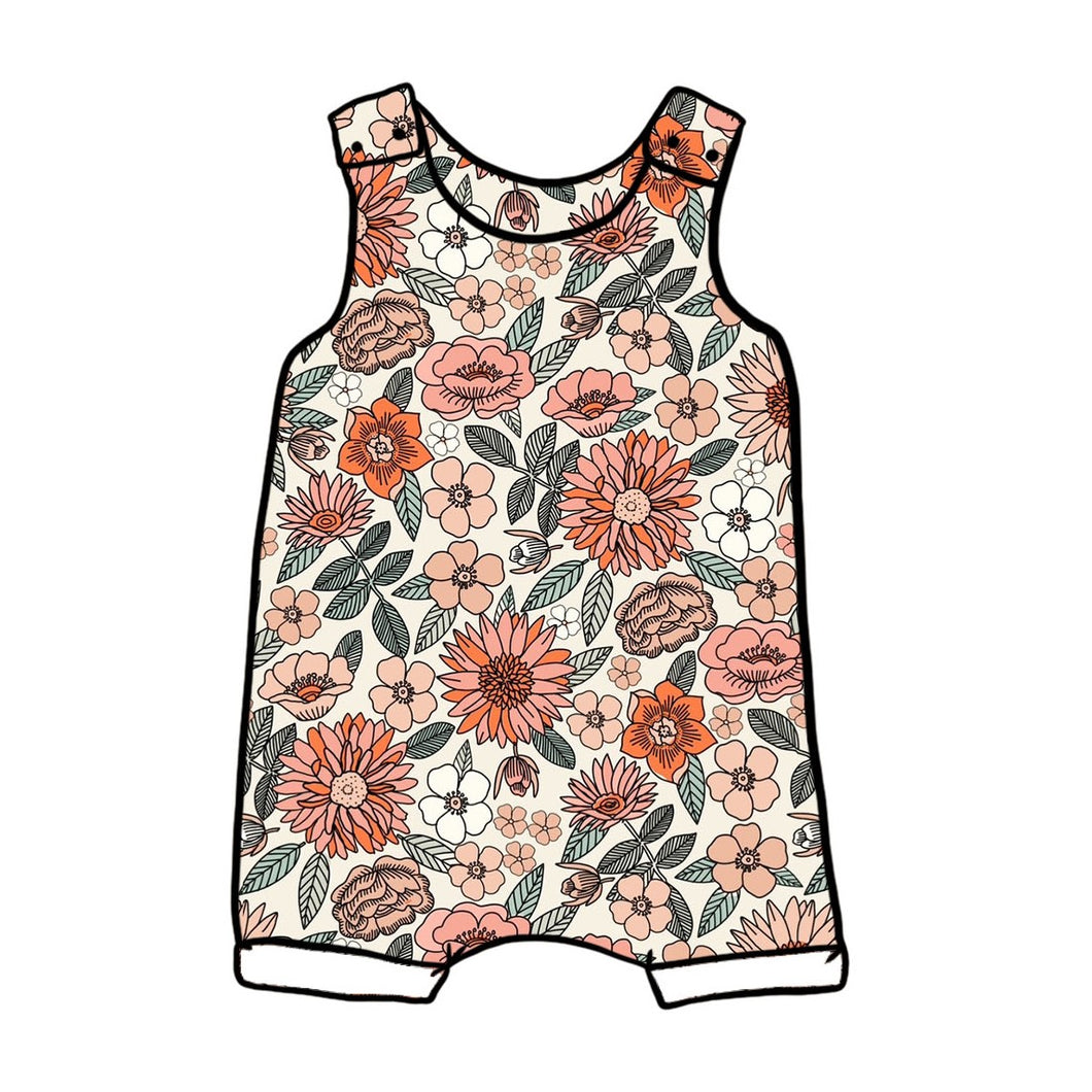 Retro Floral Short Romper