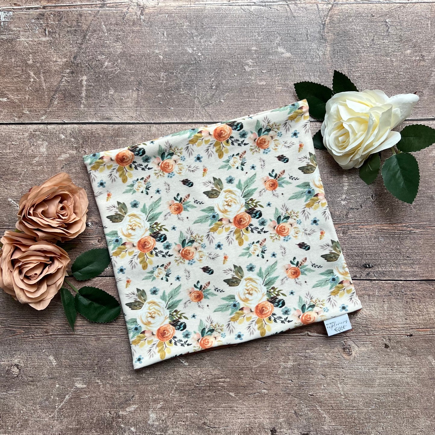 Rose Garden Floral Snood 1-4 years (burnt orange inside)