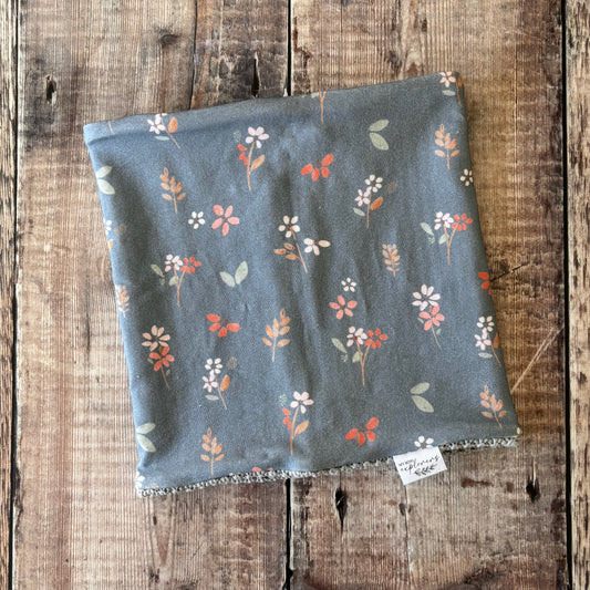 Blue Floral Snood 1-4 years (grey knit inside)