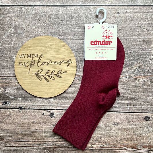 Cóndor Cotton Rib Ankle Socks - GARNET