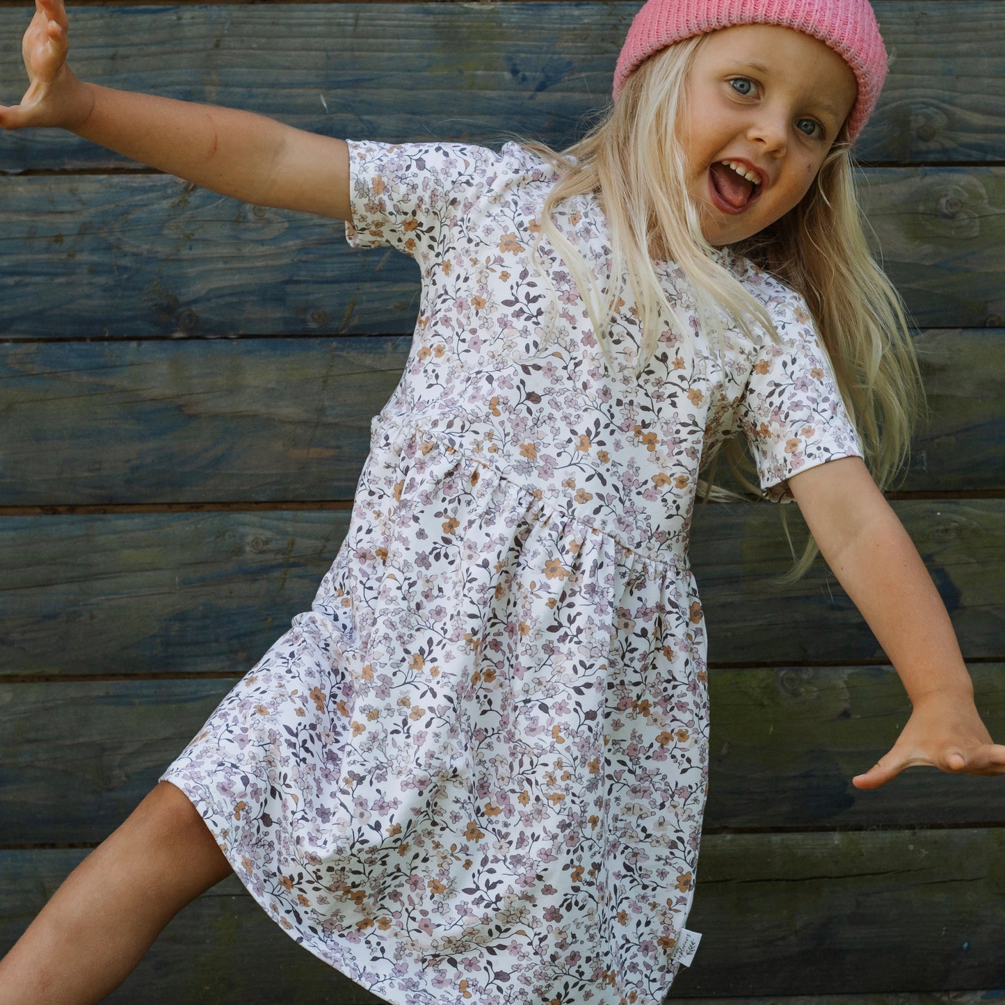 Lilac & Caramel Ditsy Floral Child & Baby Sleeved Dress - 3 options