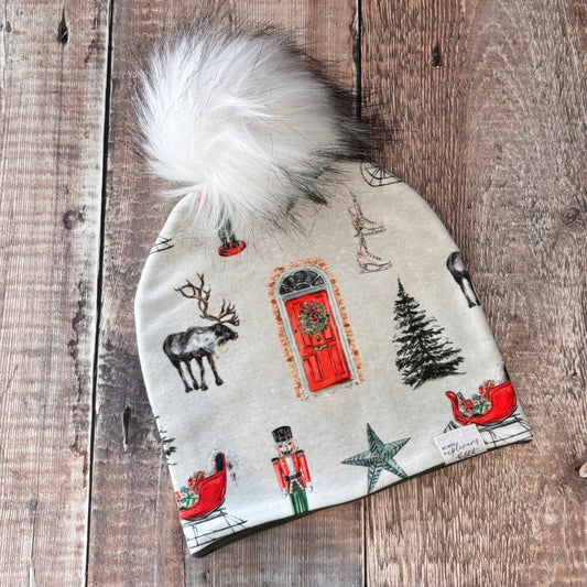 Traditional Christmas Bobble Hat 1-2 years (army inside)