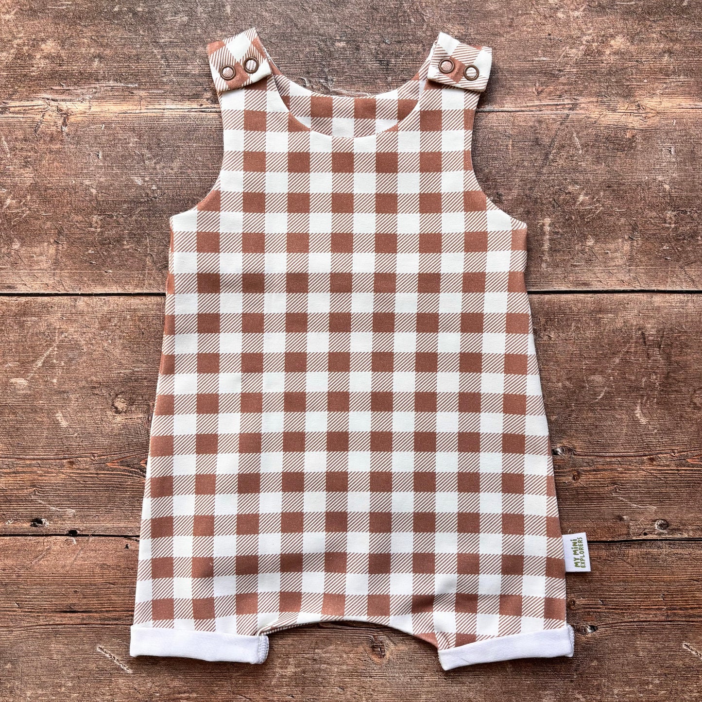 Mocha Gingham Child & Baby Short Romper