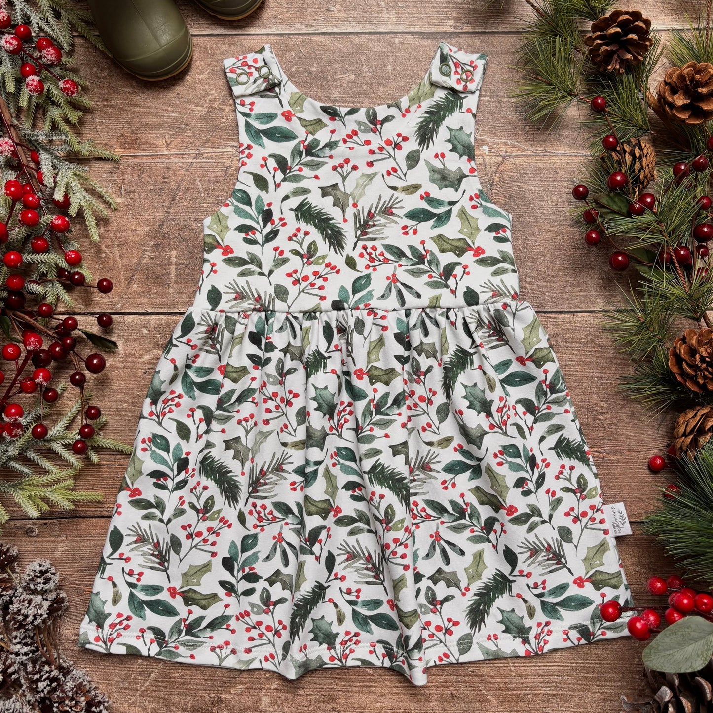 Winter Berries Child & Baby Pinafore Dress