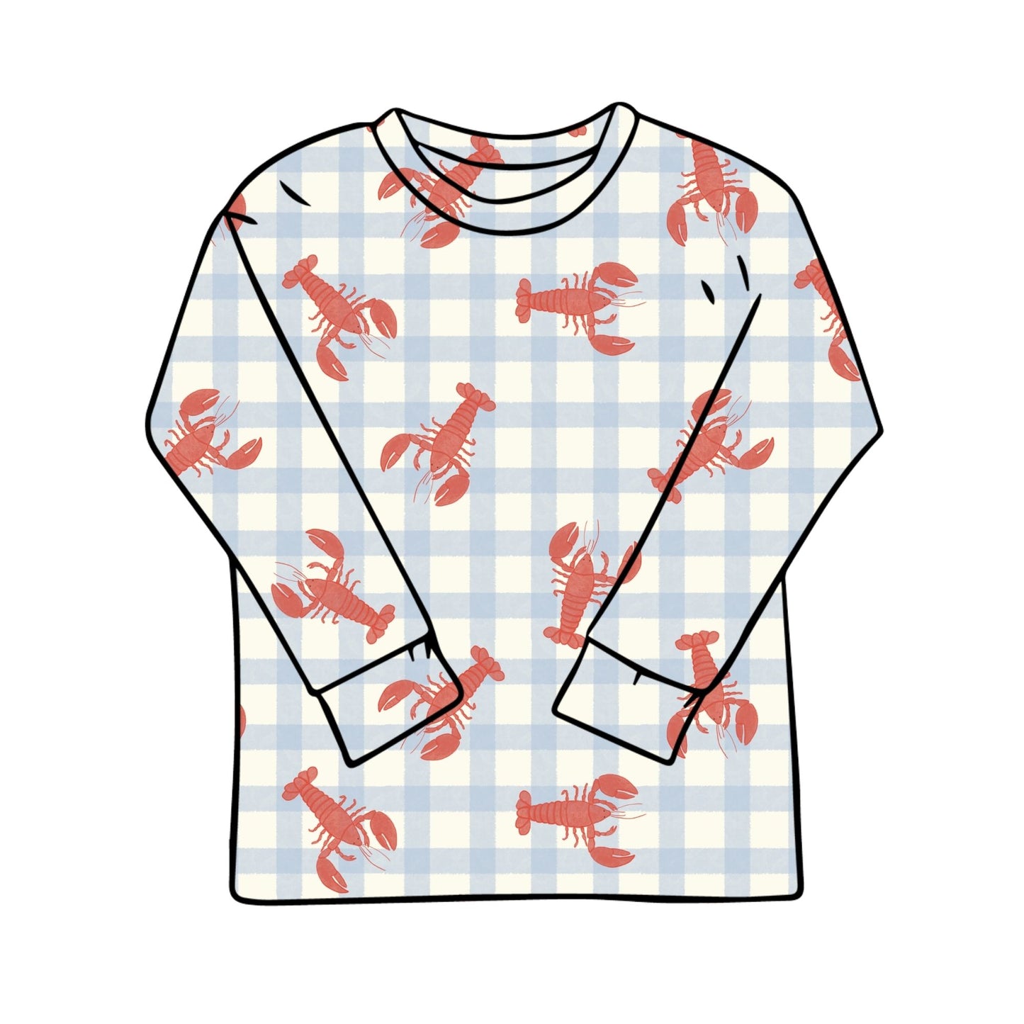 Gingham Lobster Child & Baby T-Shirt - Short or Long Sleeve