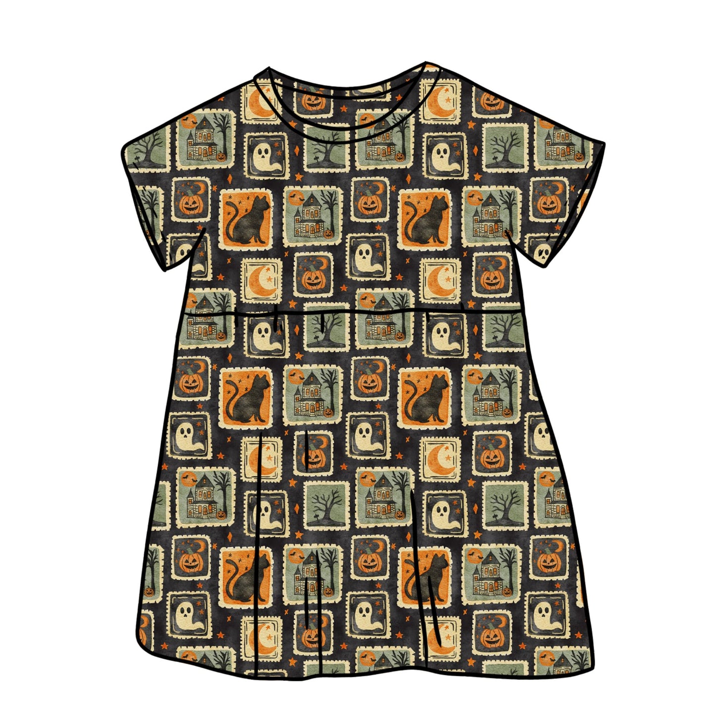 Halloween Stamps Child & Baby Sleeved Dress - 3 options