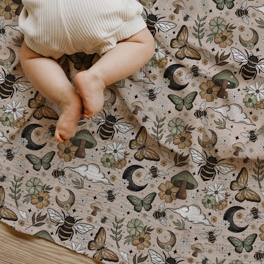 Fall Bees Baby & Toddler Muslin Swaddle Blanket