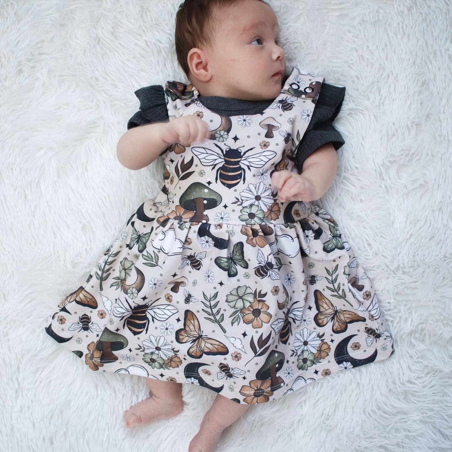 Fall Bees Child & Baby Pinafore Dress