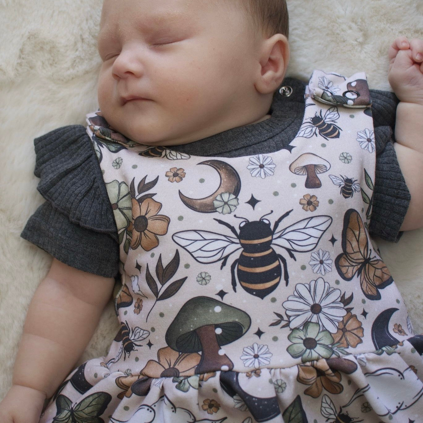 Fall Bees Child & Baby Pinafore Dress
