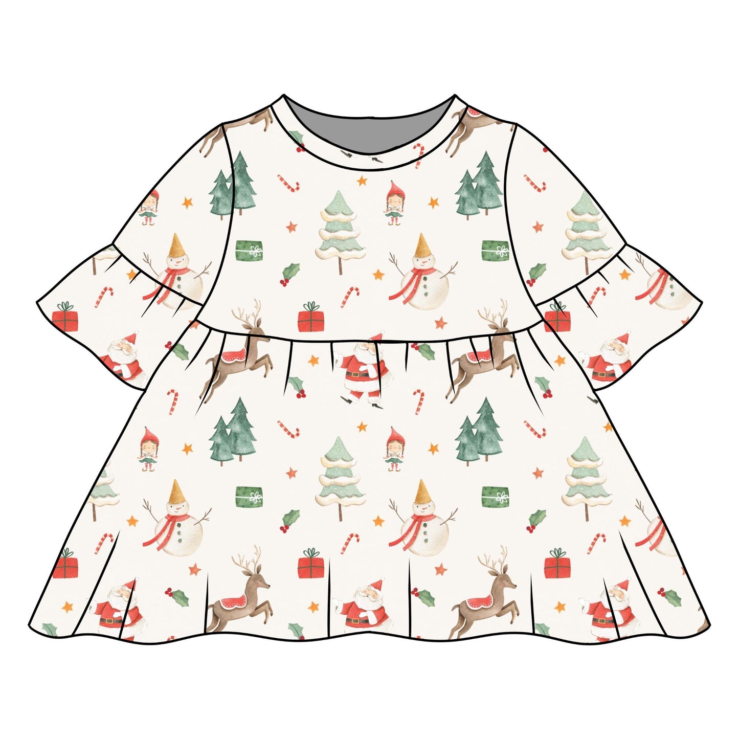 Christmas Time Child & Baby Frill Sleeve Dress
