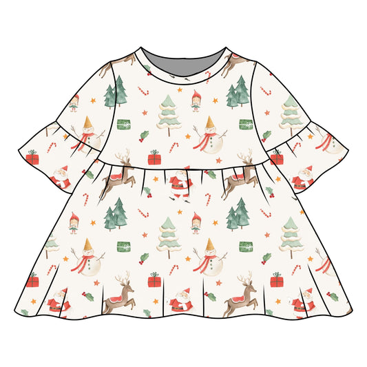 Christmas Time Child & Baby Frill Sleeve Dress