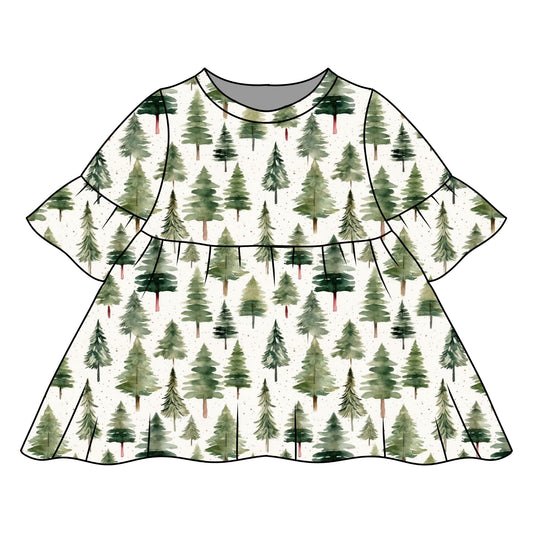 Scandi Woodland Child & Baby Frill Sleeve Dress