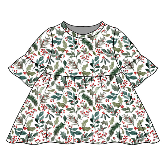 Winter Berries Child & Baby Frill Sleeve Dress