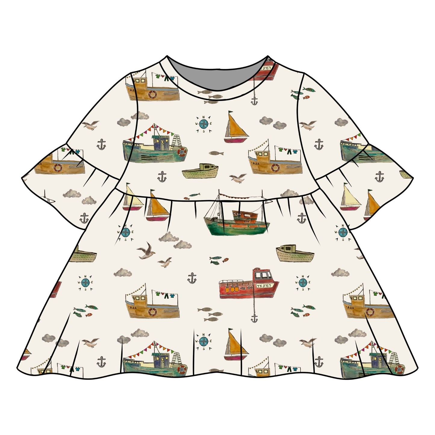 Fishing Boats Child & Baby Sleeved Dress - 3 options