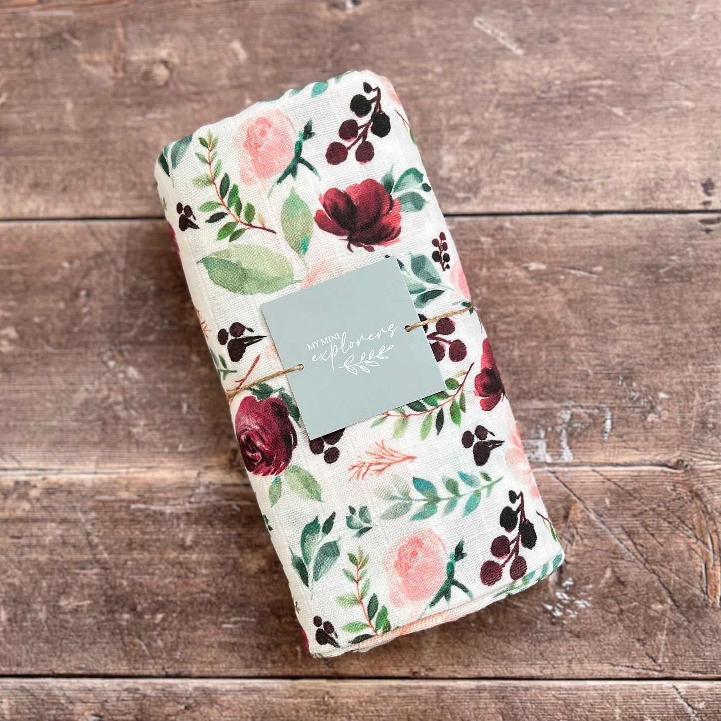 Plum Rose Floral Muslin Swaddle Blanket