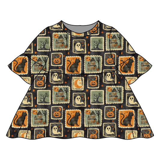 Halloween Stamps Child & Baby Frill Sleeve Dress