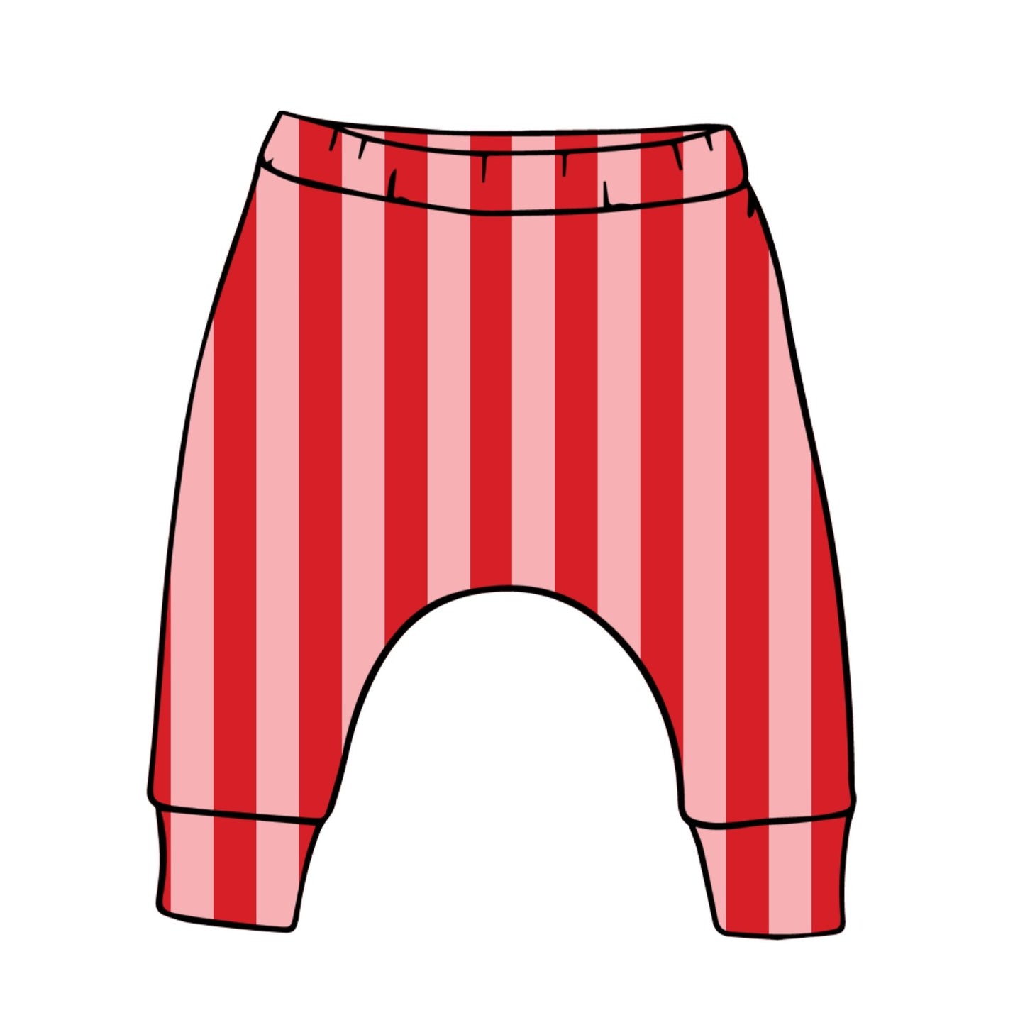 Pink & Red Stripes Harems 6-9m