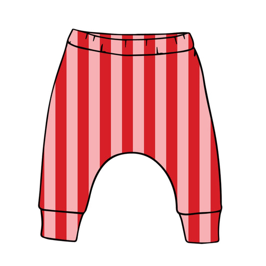 Pink & Red Stripes Harems 6-9m