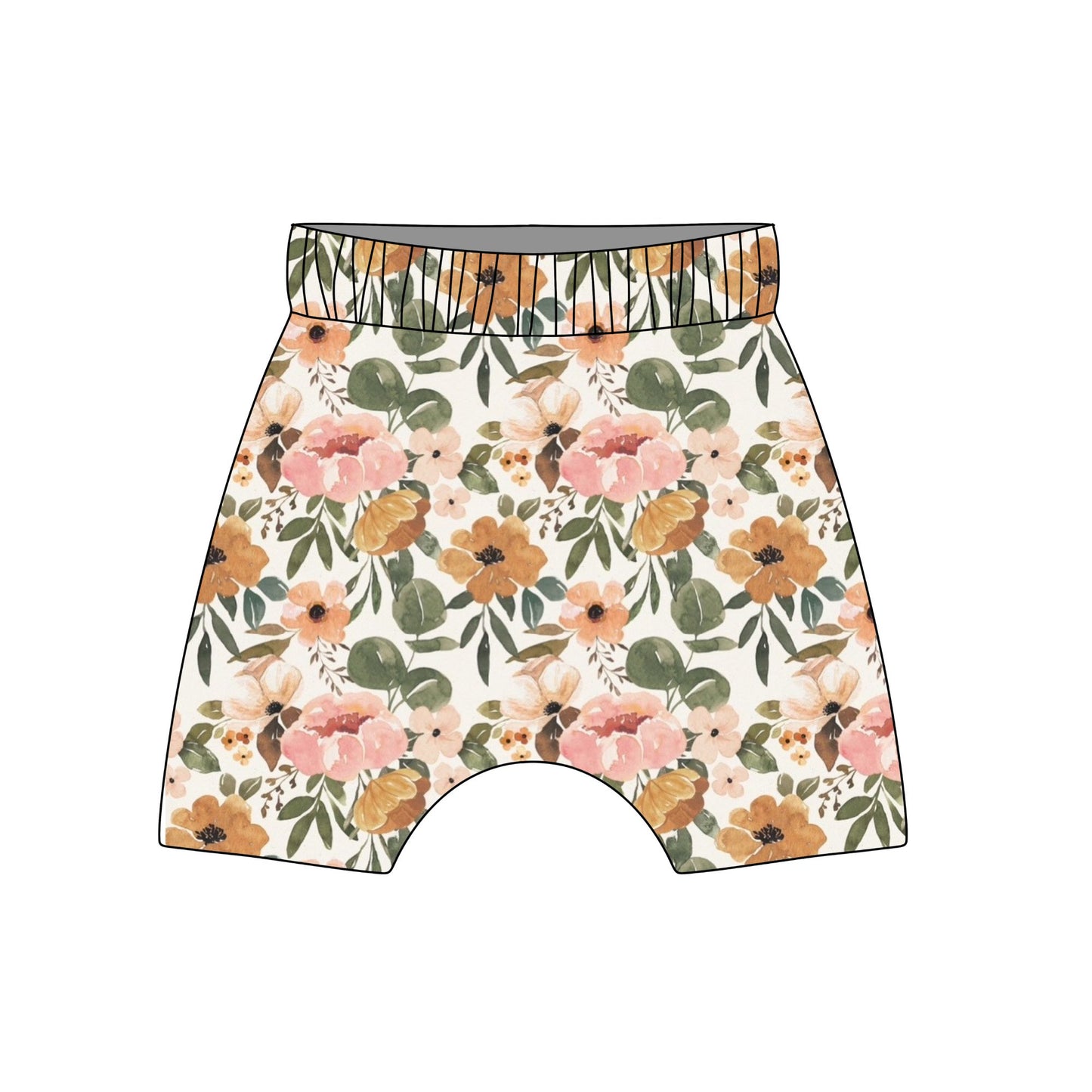 Vintage Blooms Child & Baby Shorts - Rolled or Hemmed