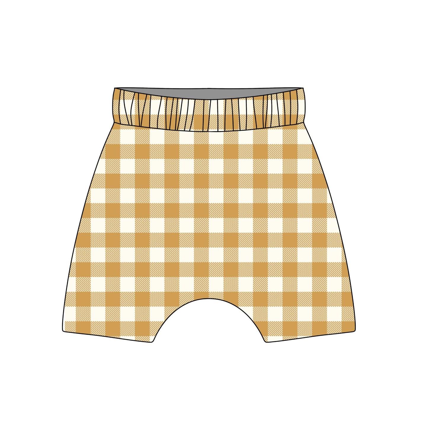 Ochre Gingham Child & Baby Shorts - Rolled or Hemmed