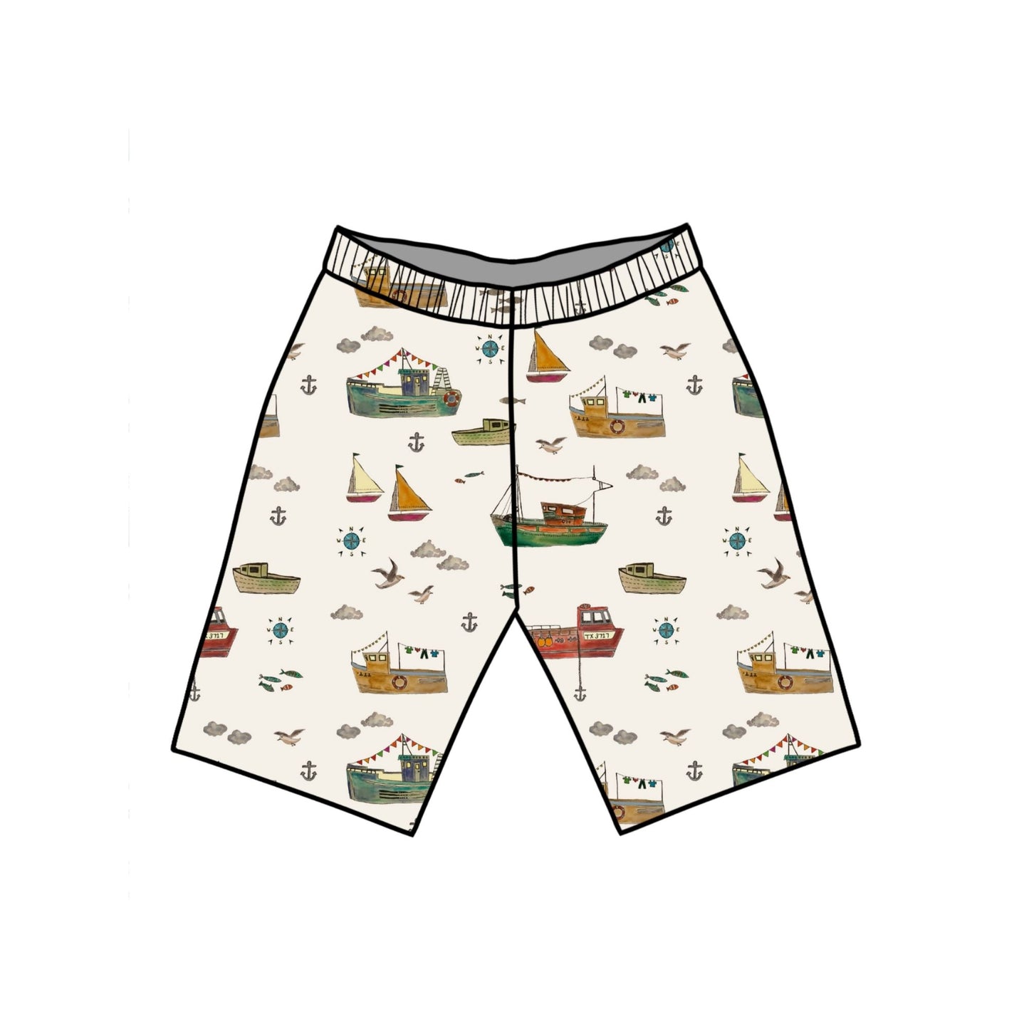 Fishing Boats Child & Baby Shorts - Rolled or Hemmed