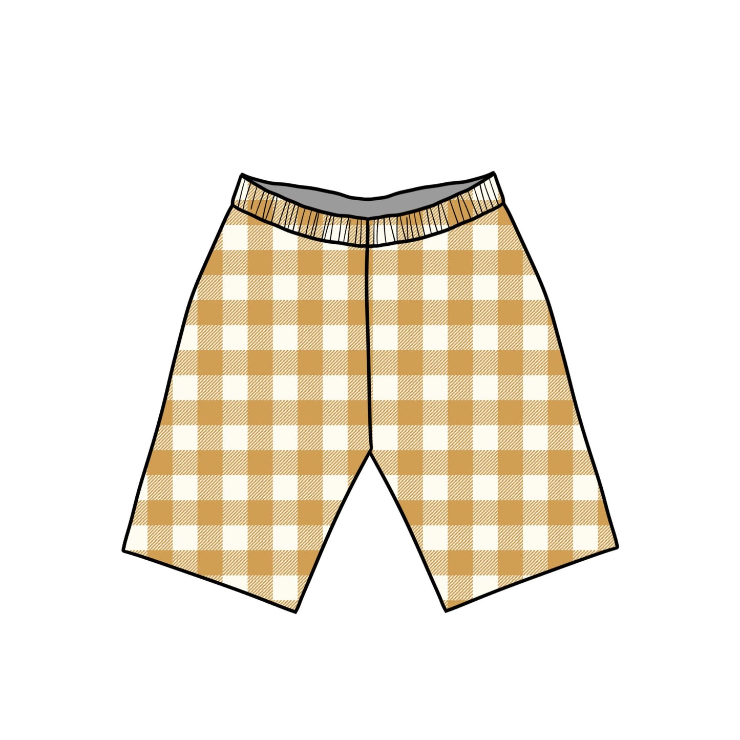Ochre Gingham Child & Baby Shorts - Rolled or Hemmed